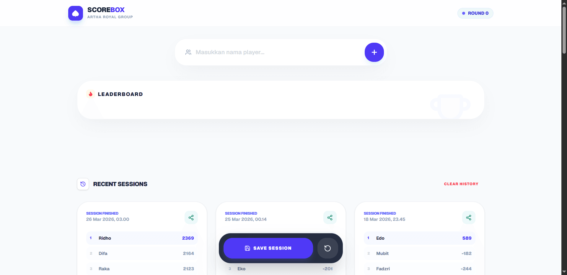 ScoreBox Tracker